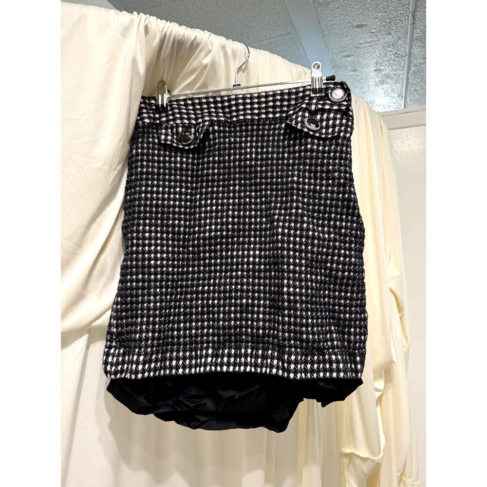 Ann Taylor Tweed Mini Skirt Black White Houndstooth A-Line Women’s Size 6 - Picture 8 of 9